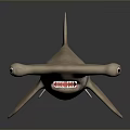 Detailed Hammerhead Shark 3D Model with Hammer Shaped Head and Dark Background Reflection 3d model