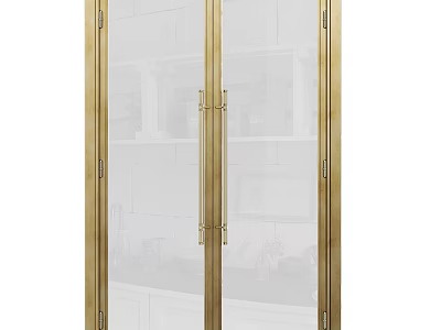 Luxury Kitchen Cabinet Doors With Brass Frame And Frosted Glass Panels 3d model