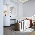 Elegant Beauty Hair Salon Interior With Treatment Bed Arched Window Sunlit Walls And Sofa