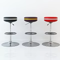 Modern Bar Stools With Round Black Brown Red Seats Metal Frame And Round Base
