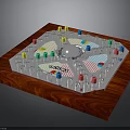 Board Game Layout With Wooden Base Colorful Pawns Silver Ball Grid And Text