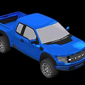 Blue Pickup Truck Exterior Design With Shiny Finish And Silver Wheels
