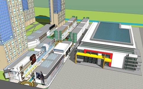 Modern style shopping center 3d model