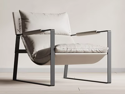 Modern Leisure Chair With Metal Frame Soft Fabric Cushion And Comfortable Pillow 3d model
