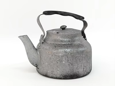 Teapot Metal Old Teapot Kettle Kettle Aluminum Teapot Vintage Old Teapot Utensils Kitchen Utensils 3d model