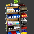 Multi Layered Retail Display Shelves With Assorted Packaged Goods And Organized Storage