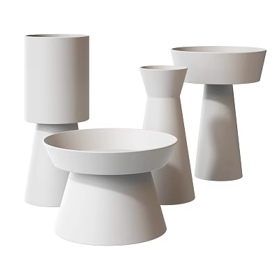 Modern Minimalist Decorative Ornament Set with White Ceramic Geometric Shapes for Living Room Tabletop Decor 3d model