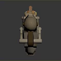 Sci Fi Weapon with Copper And Silver Metallic Finish Mechanical Structure Design Futuristic Details