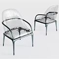 Modern Transparent Leisure Chairs With Black Metal Legs And Clear Seat Backrest Design