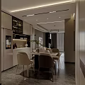 Modern Luxurious Living And Dining Room Interior Design With Cozy Sofa Elegant Fireplace And Lighting