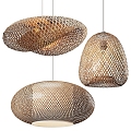 Modern chandelier bamboo wicker lamp decoration 3d model