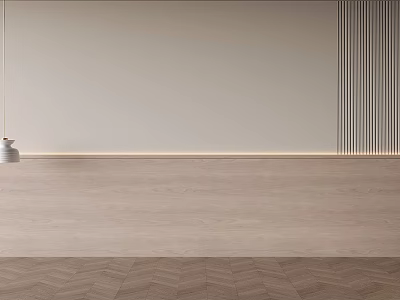 Modern Bedroom Accent Wall Design With Soft Tones And Vertical Striped Panels 3d model