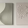 Light Colored Modern Wall Decor with Wavy Lines and Geometric Pattern Design 3d model