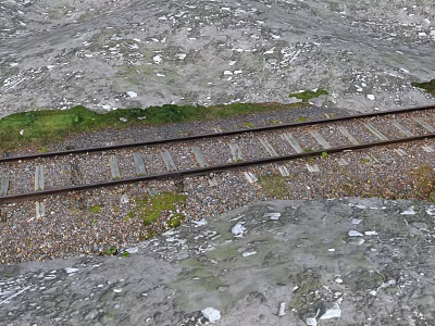 Railway Tracks With Gravel And Surrounding Terrain 3d model