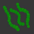 Spiral Molecular Structure Model With Green Yellow Spheres And White Connections On Dark Background