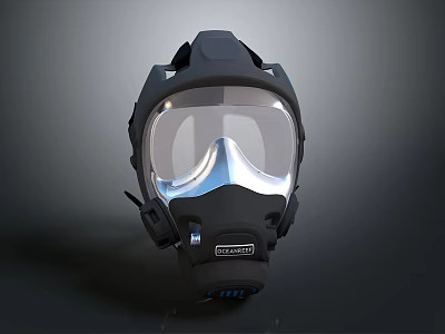 Professional Firefighting Equipment Mask With Clear Face Shield And Secure Comfort Design 3d model
