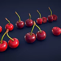 Juicy Red Cherries Fresh Whole and Halved Arranged on Dark Background