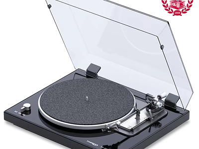 Sony Award Winning Audio Turntable With Transparent Cover And Black Body 3d model