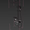 Modern Shower System With Digital Display Handheld Sprayer And Marble Tile Wall