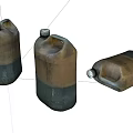 Industrial Oil Drums with Brown Black Design in Upright and Tilted Positions