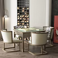 New Chinese Mahjong Table and Chair Mahjong Table and Chair Combination 3d model