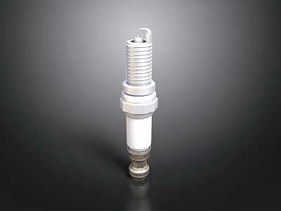 High Quality Metal Spark Plug With Silver Thread And White Insulator 3d model