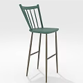 Modern Green Bar Stool With Vertical Slat Back And Metal Legs
