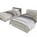 Modern Single Bed Fabric Single Bed 3d model