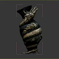 Stunning Decorative Black And Gold Vase With Intricate Dragon Design