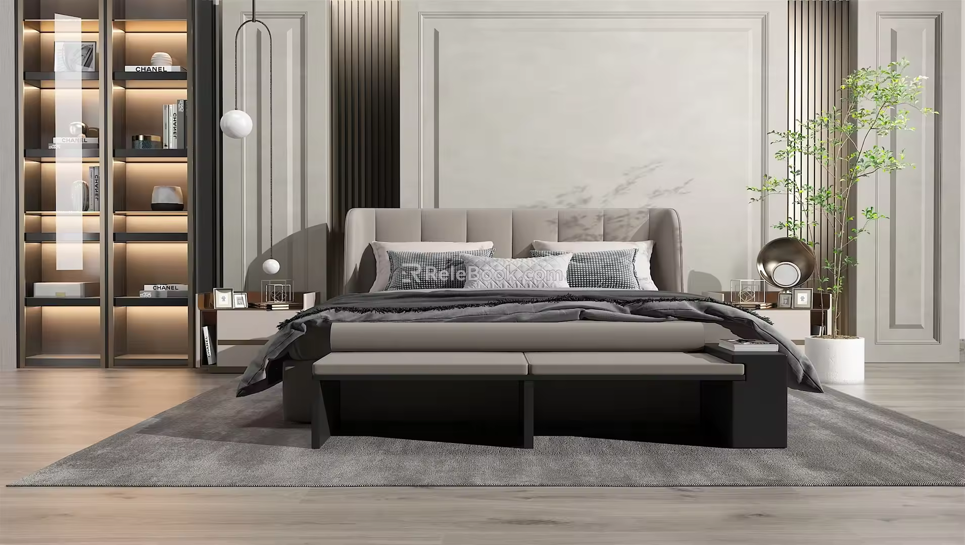 Modern Background Double Bed Double Bed 3d model