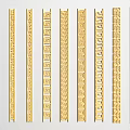 Golden Carved Decorative Strips Featuring Various Intricate Patterns For Decoration 3d model