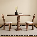 Modern Middle-style Round Dining Table and Chair 3d model