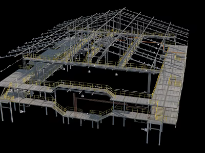 Sturdy Furniture Frame Structure With Metal Supports And MultiLevel Platforms 3d model