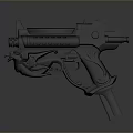 Futuristic Gun With Vibrant Orange Blue Accents And Detailed Dragon Inspired Design