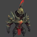 Detailed Armored Warrior Character With Spiked Armor Red Feather And Mighty Design