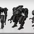 Armored Mechanical Robot Figurines With Three Units And Detailed Machinery