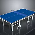 Blue Ping Pong Table With White Frame And Movable Wheels For Indoor Use
