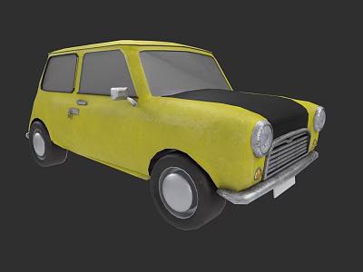 Vintage Small Car With Yellow Body And Black Roof Classic Design 3d model