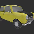 Vintage Small Car With Yellow Body And Black Roof Classic Design