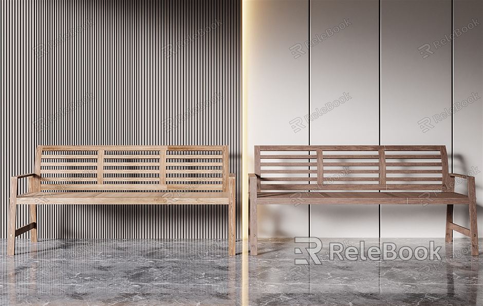 Modern Bench Outdoor Solid Wood Bench model