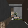 Modern Entryway Hallway Design With Dark Walls Decorative Branch Wall Sconce And Light Shadow