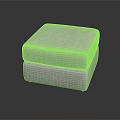 Modern Light Gray Square Ottoman with Striped Texture and Simple Design 3d model