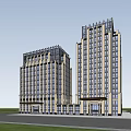 Two Modern High Rise Office Buildings With Classic Architectural Details And Large Windows
