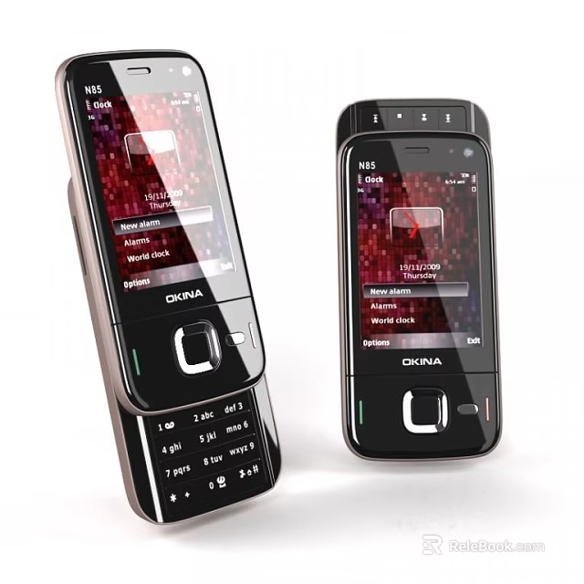 Digital Mobile Phones With Music Player Interface And Physical Keyboards Design 3d model 