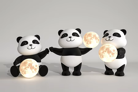 Panda Moon Table Lamp Cartoon Table Lamp Children Table Lamp 3d model