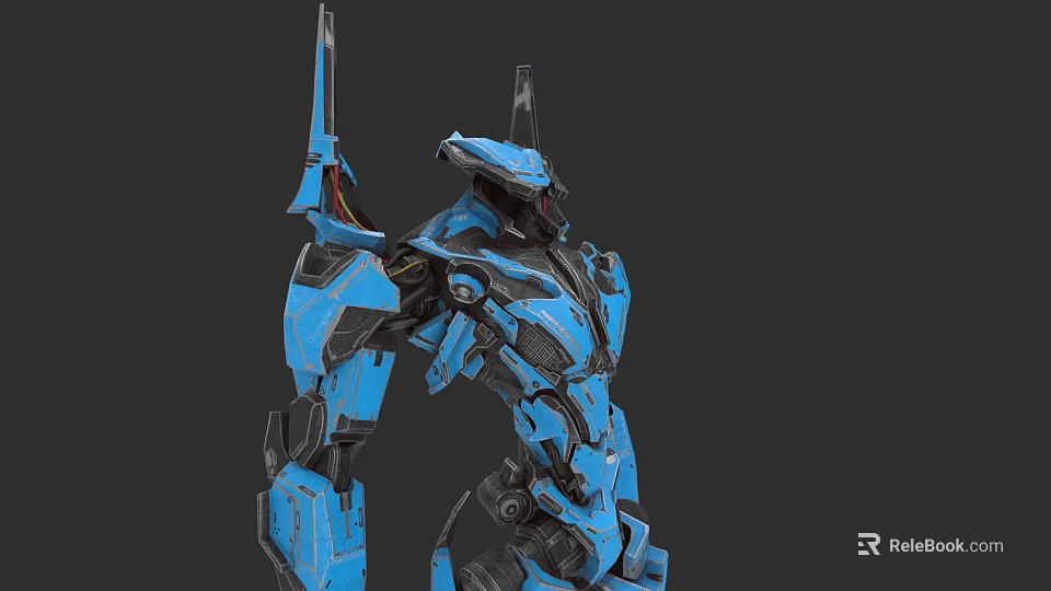 Futuristic Blue Mech Weapon System With Advanced Mechanical Armor And Sci Fi Design 3d model