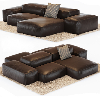 Modern Multiplayer Sofa Leather Multiplayer Sofa 3d model