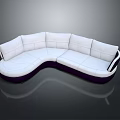 Modern Curved Sectional Sofa with White Cushions and Purple Base Stylish Comfortable Furniture Piece