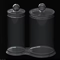 Transparent Glass Storage Jars With Lids On Silver Base For Kitchen Supplies