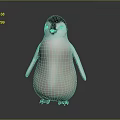 Adorable 3D Penguin Character with Round Body White Belly and Black Head